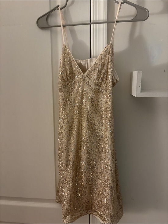 Altar'd State Dresses & Skirts - Altard State Gold Sequin Slip Dress with Spaghetti Straps